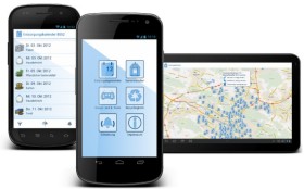 Bild, wie die Entsorgung Zürich App auf verschiedenen Geräten dargestellt wird.