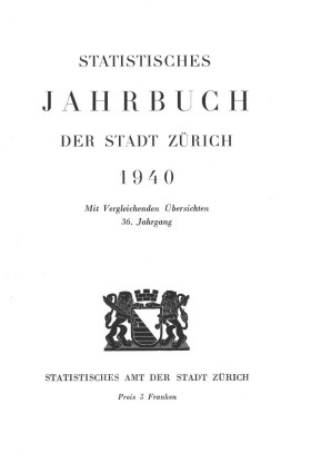 Statistisches Jahrbuch der Stadt Zürich 1940