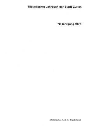 Statistisches Jahrbuch der Stadt Zürich 1976