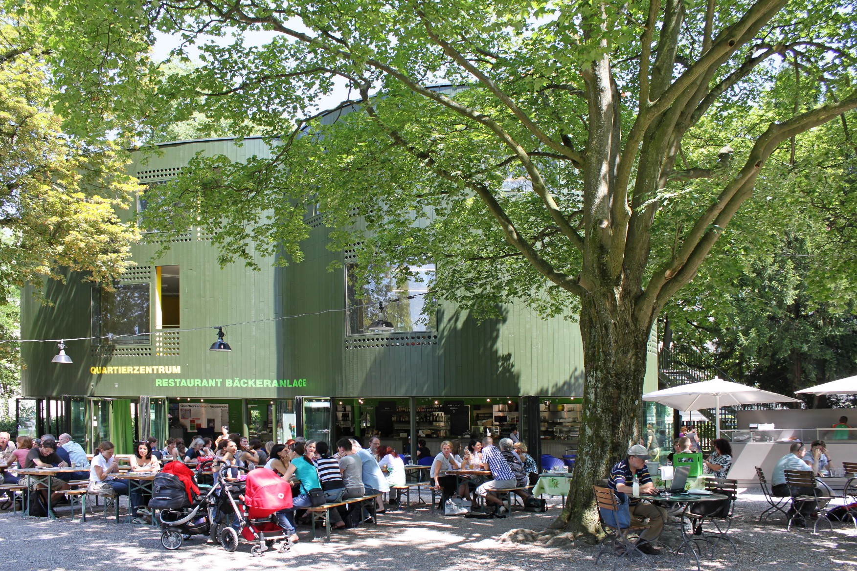 Bild im Sommer vom Restaurant Bäckeranlage